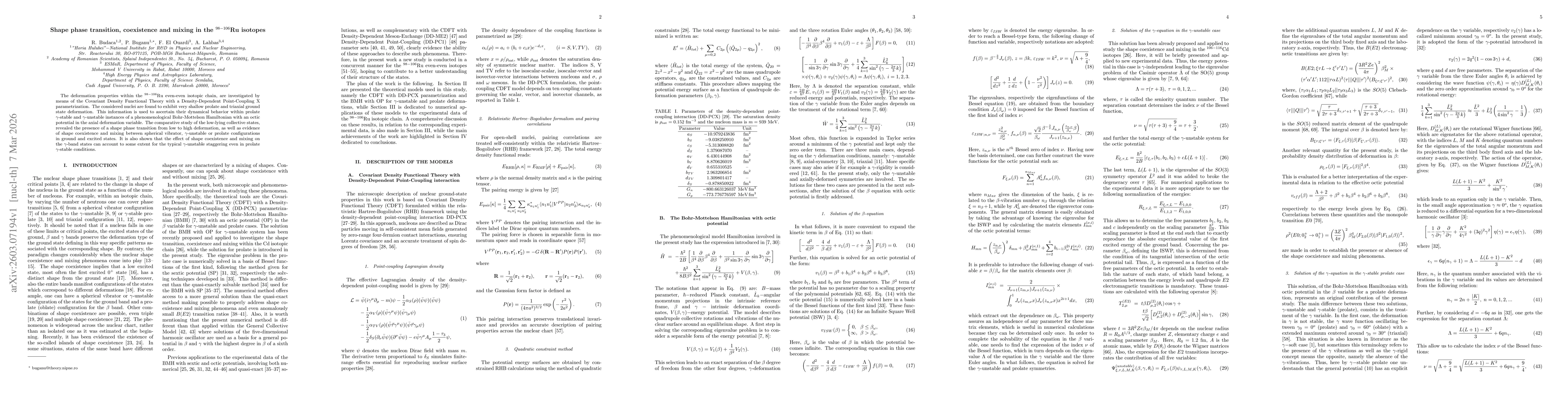 Thumbnail for Shape phase transition, coexistence and mixing in the $^{98-106}$Ru isotopes