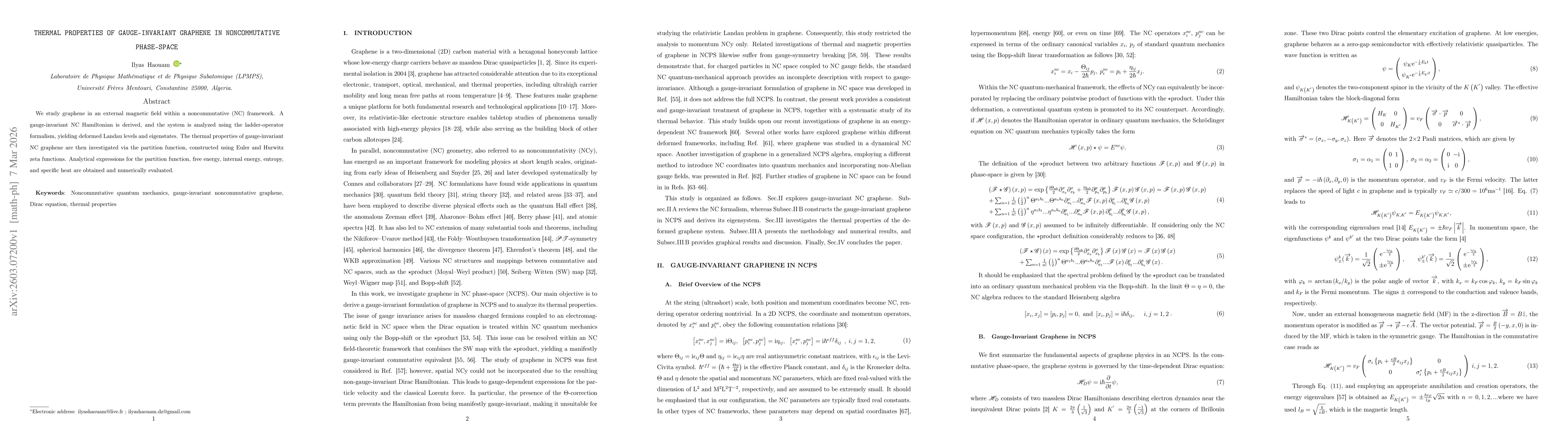 Thumbnail for Thermal Properties of Gauge-Invariant Graphene in Noncommutative Phase-Space