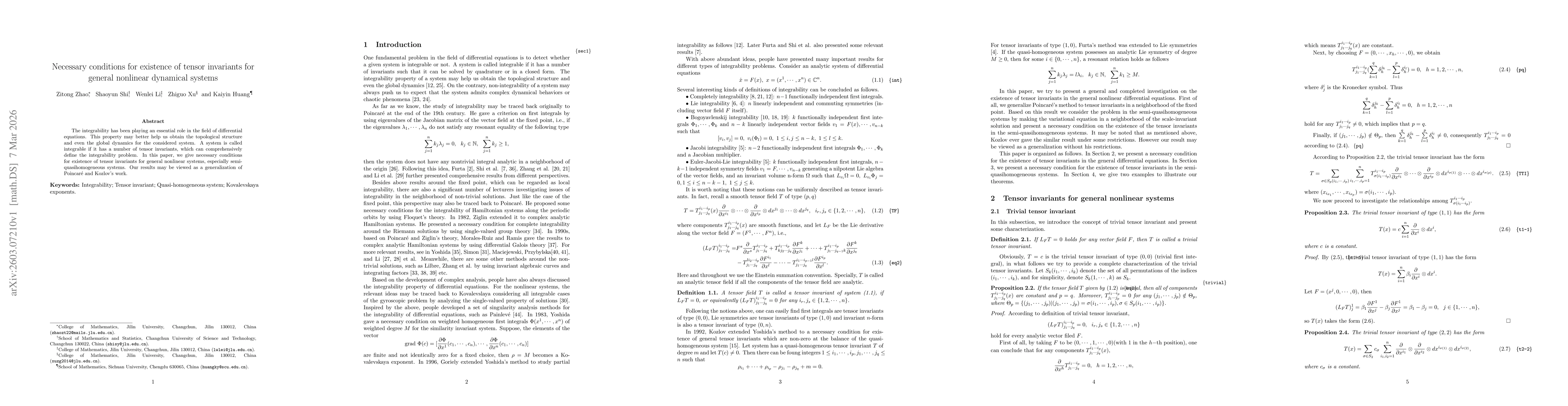 Thumbnail for Necessary conditions for existence of tensor invariants for general nonlinear dynamical systems
