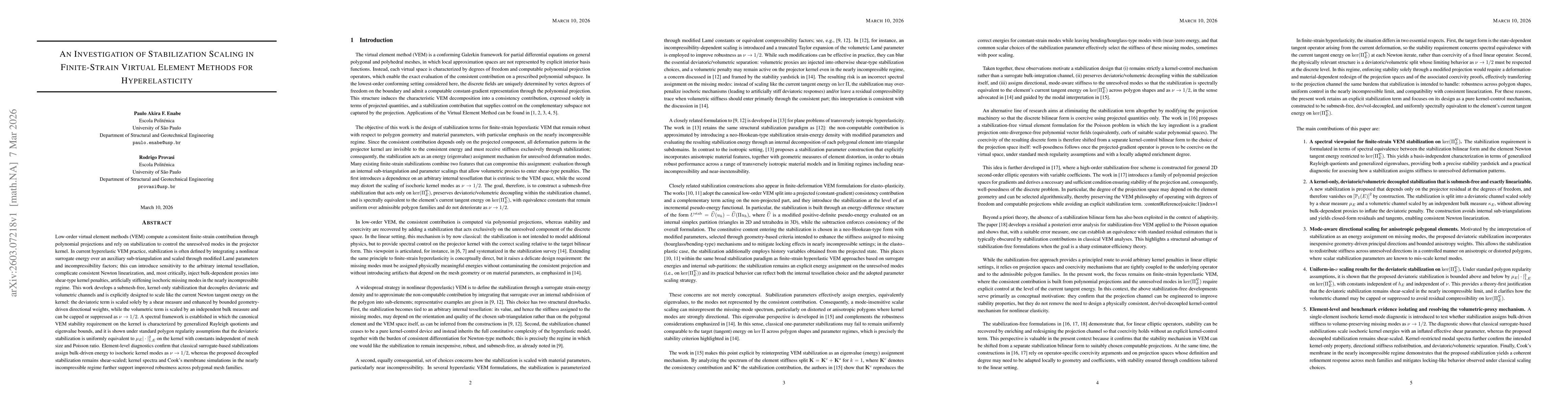 Thumbnail for An Investigation of Stabilization Scaling in Finite-Strain Virtual Element Methods for Hyperelasticity