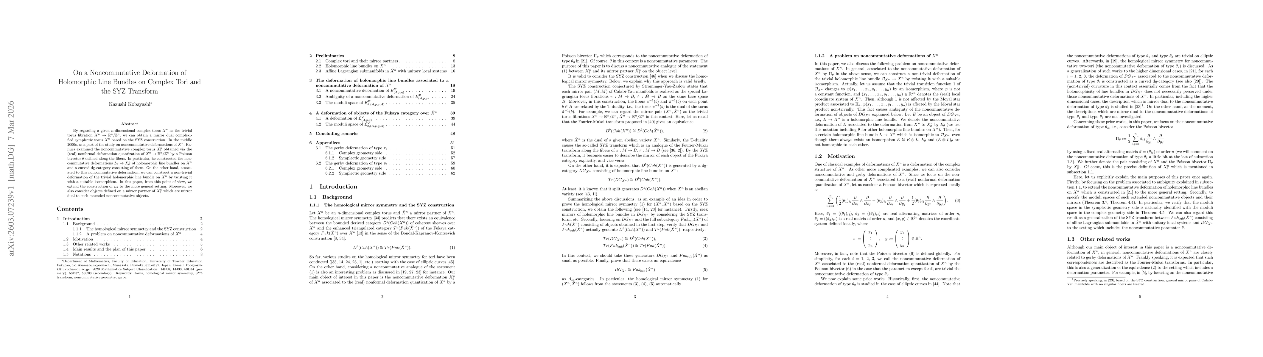 Thumbnail for On a noncommutative deformation of holomorphic line bundles on complex tori and the SYZ transform