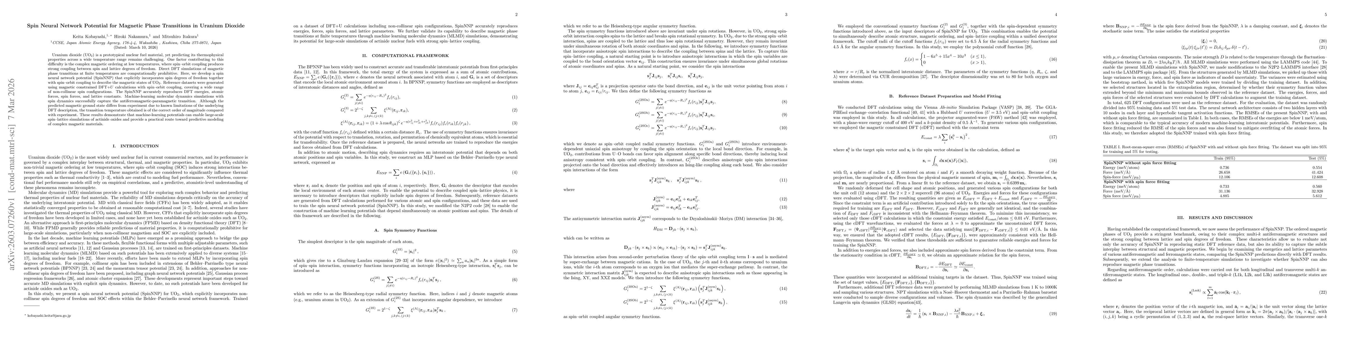Thumbnail for Spin Neural Network Potential for Magnetic Phase Transitions in Uranium Dioxide