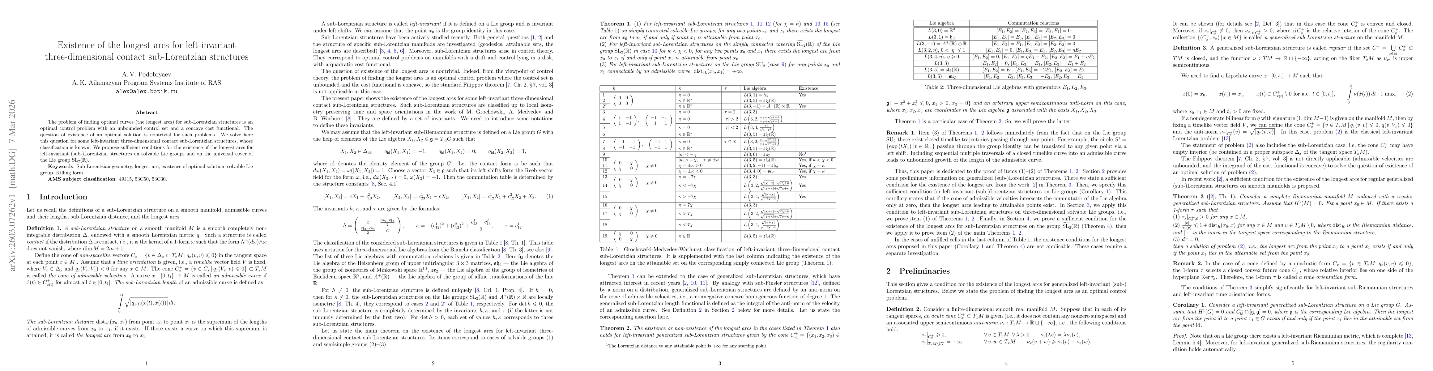 Thumbnail for Existence of the longest arcs for left-invariant three-dimensional contact sub-Lorentzian structures