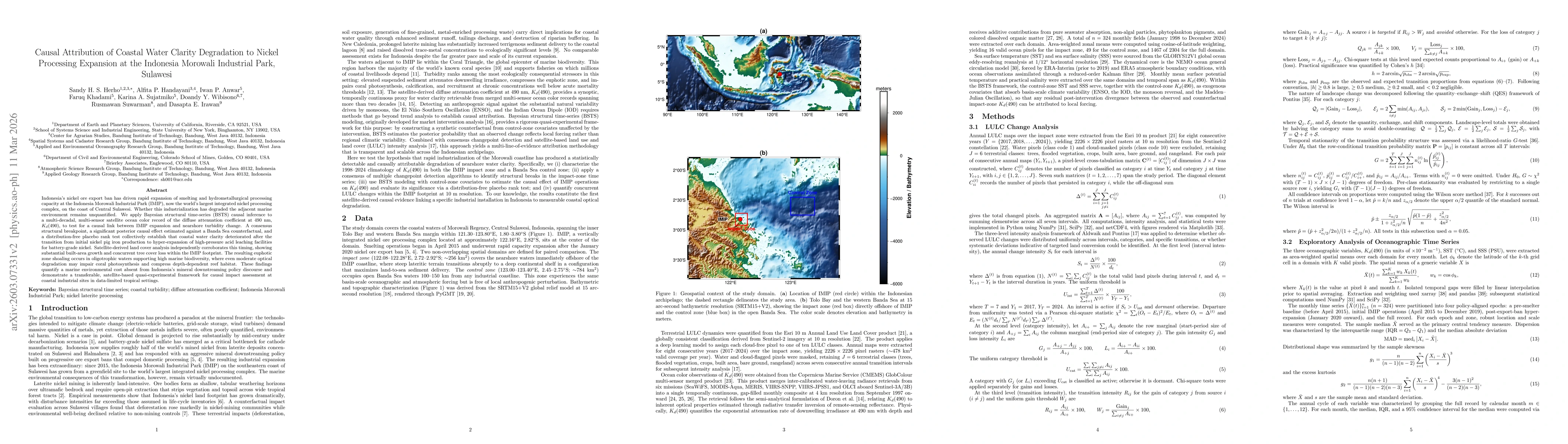 Thumbnail for Causal Attribution of Coastal Water Clarity Degradation to Nickel Processing Expansion at the Indonesia Morowali Industrial Park, Sulawesi