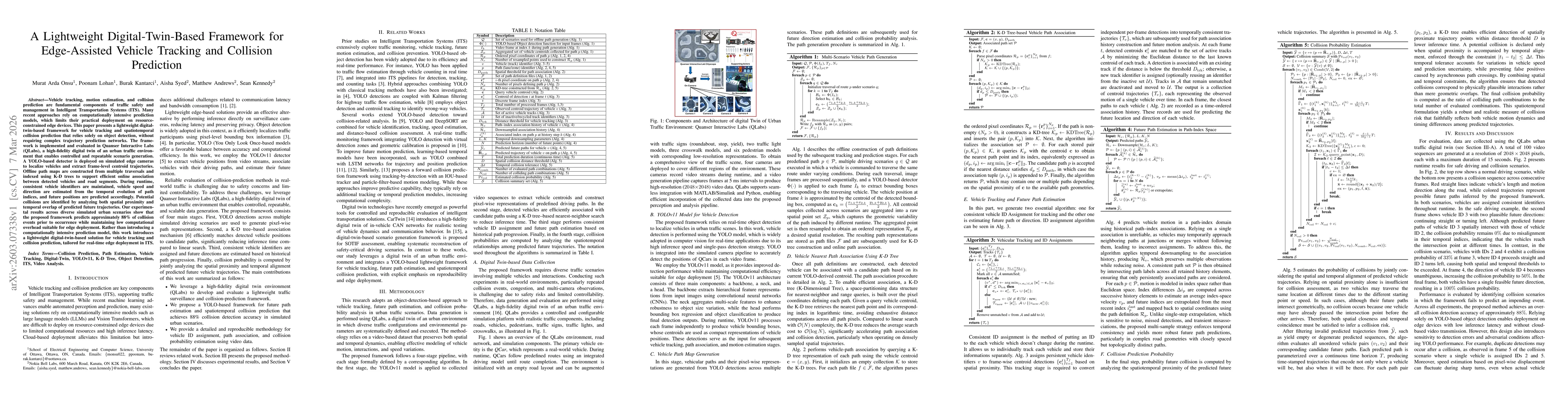 Thumbnail for A Lightweight Digital-Twin-Based Framework for Edge-Assisted Vehicle Tracking and Collision Prediction