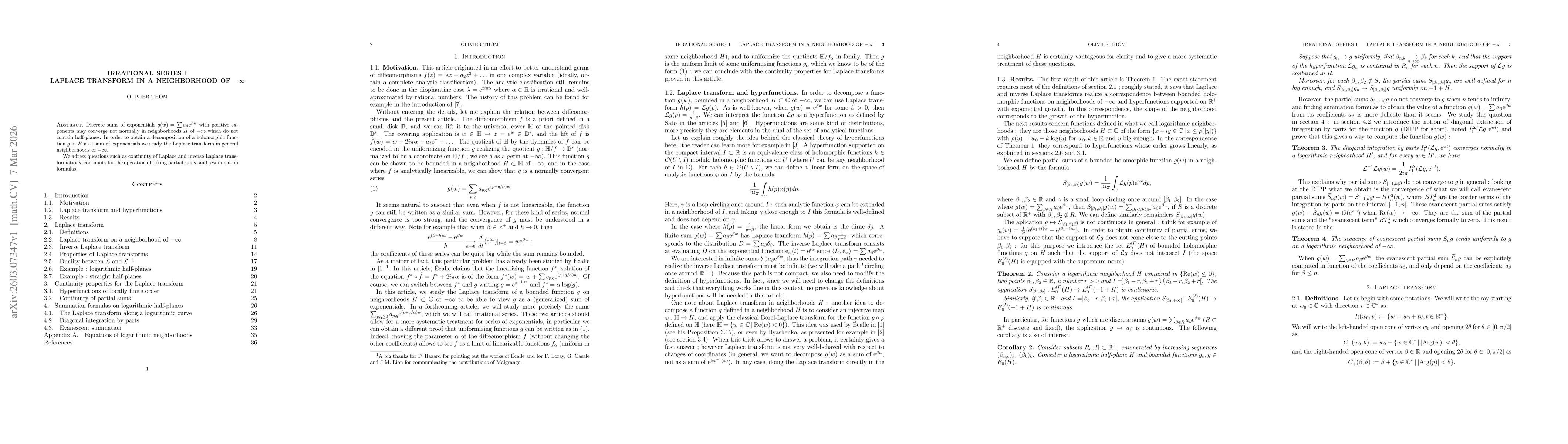 Thumbnail for Irrational series I Laplace transform in a neighborhood of $-\infty$