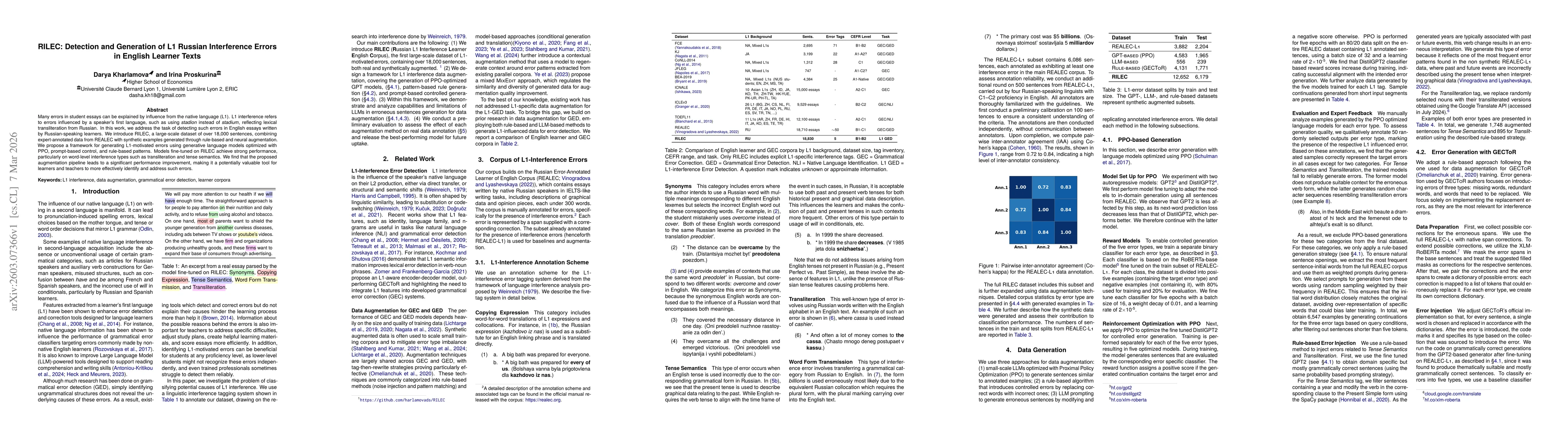 Thumbnail for RILEC: Detection and Generation of L1 Russian Interference Errors in English Learner Texts