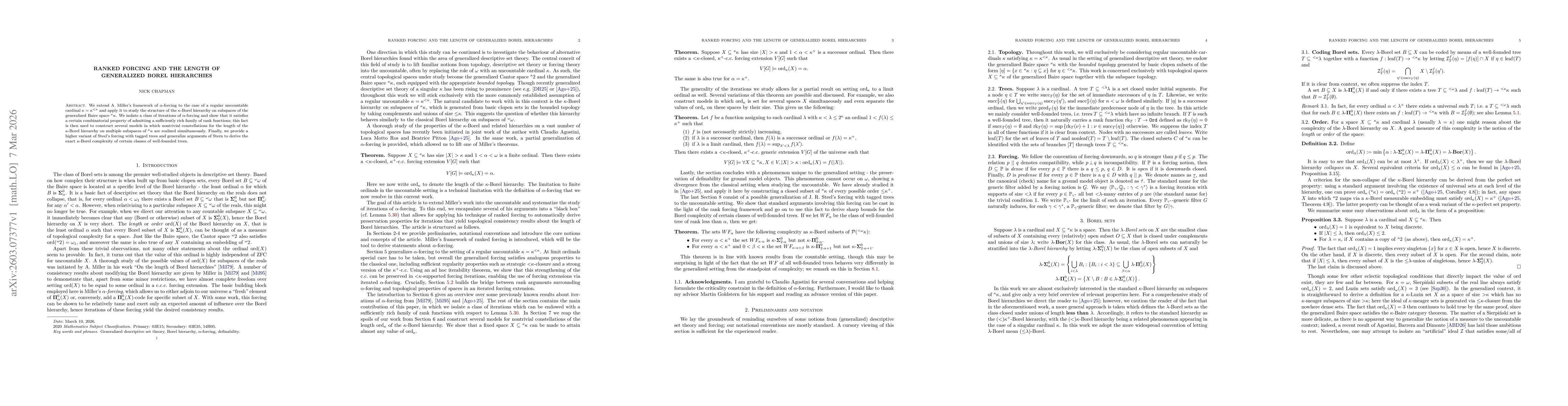 Thumbnail for Ranked Forcing and the Length of Generalized Borel Hierarchies
