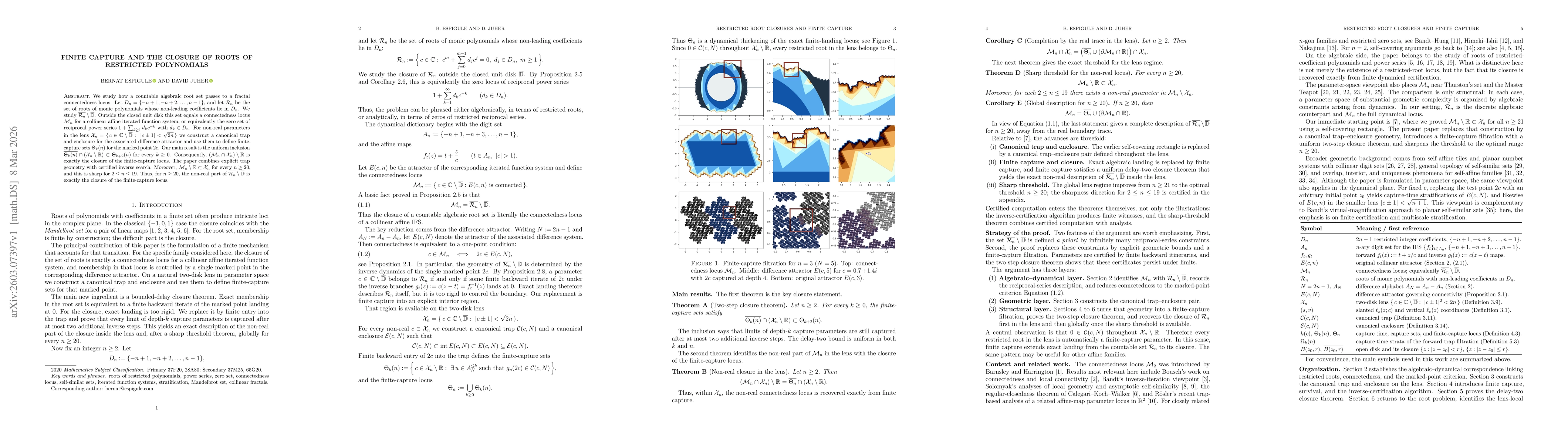 Thumbnail for Finite capture and the closure of roots of restricted polynomials