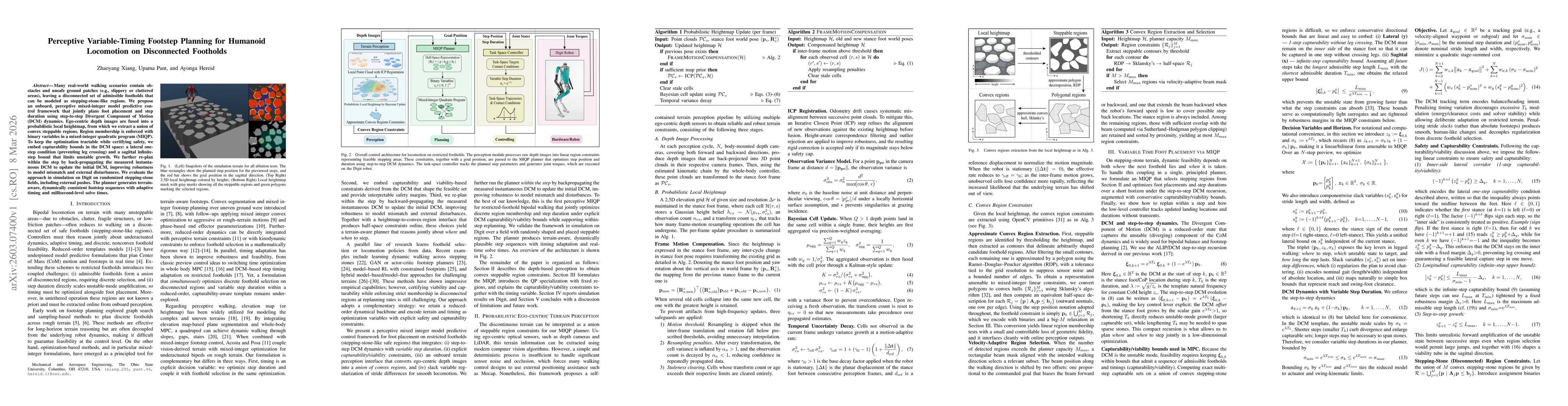 Thumbnail for Perceptive Variable-Timing Footstep Planning for Humanoid Locomotion on Disconnected Footholds