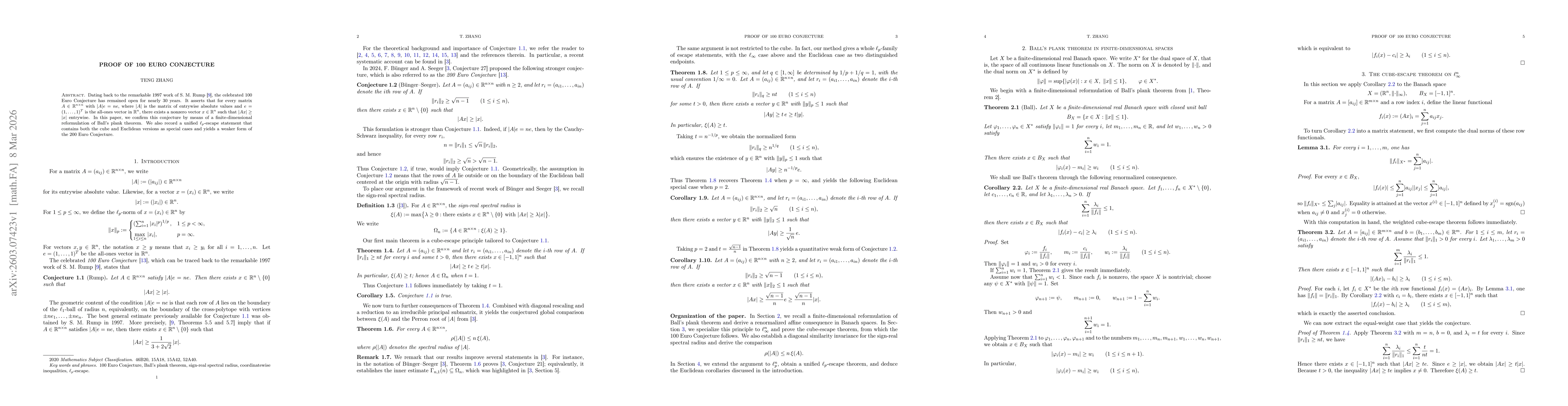 Thumbnail for Proof of 100 Euro Conjecture