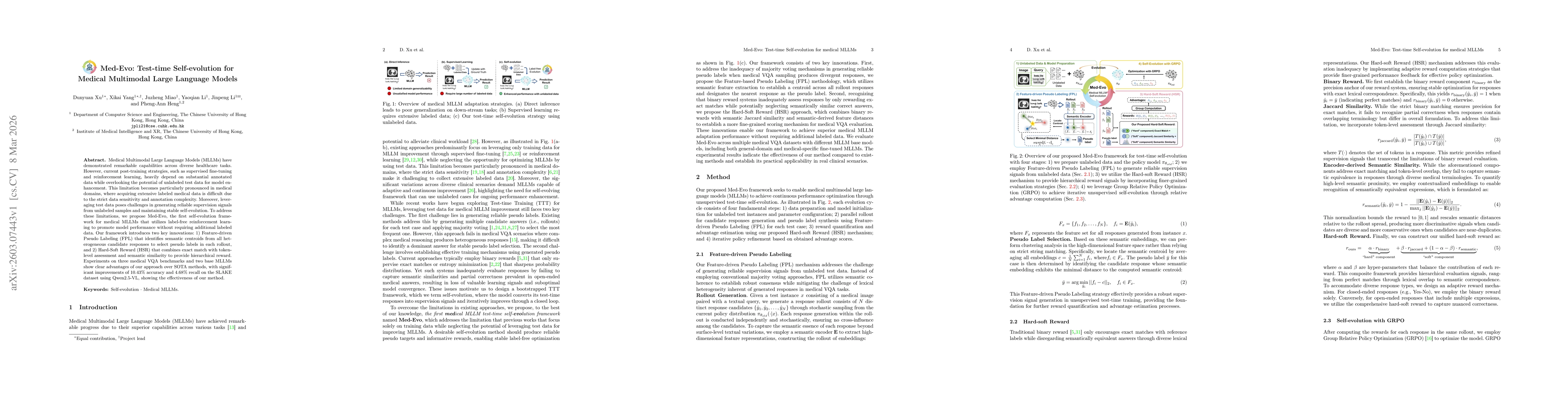 Thumbnail for Med-Evo: Test-time Self-evolution for Medical Multimodal Large Language Models
