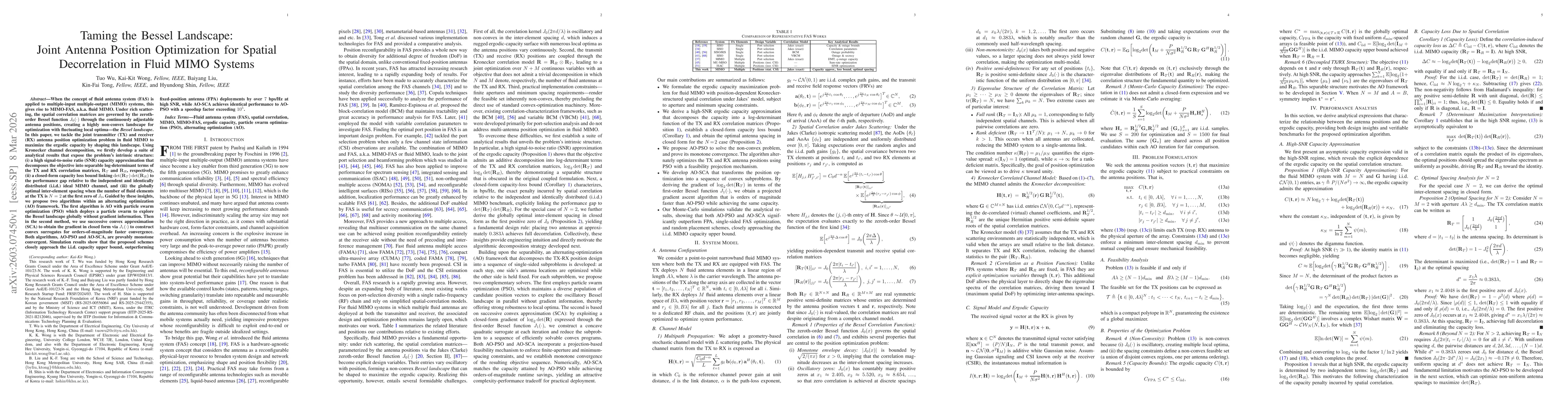 Thumbnail for Taming the Bessel Landscape: Joint Antenna Position Optimization for Spatial Decorrelation in Fluid MIMO Systems