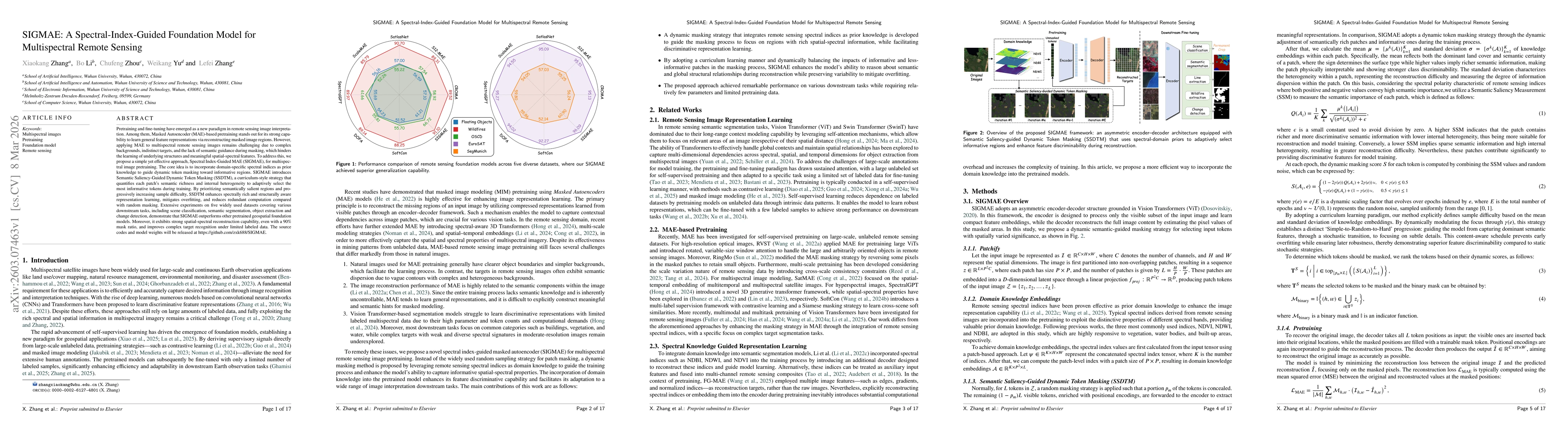 Thumbnail for SIGMAE: A Spectral-Index-Guided Foundation Model for Multispectral Remote Sensing