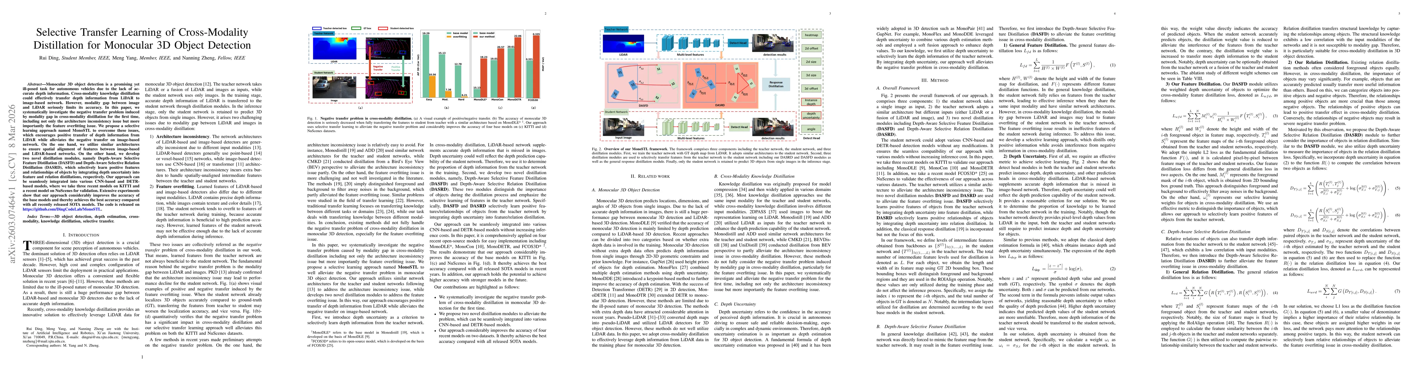 Thumbnail for Selective Transfer Learning of Cross-Modality Distillation for Monocular 3D Object Detection