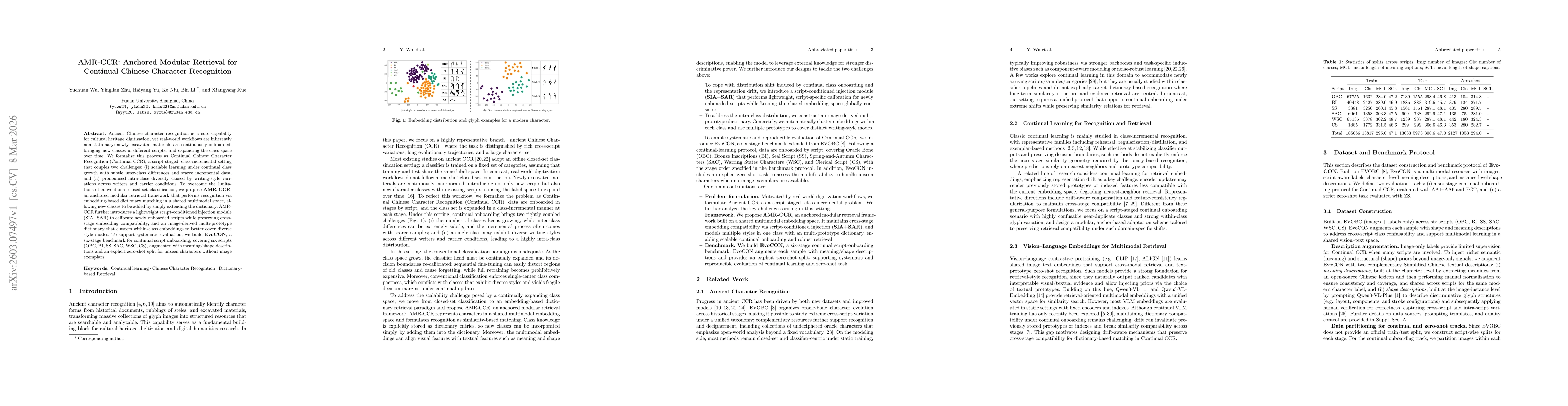 Thumbnail for AMR-CCR: Anchored Modular Retrieval for Continual Chinese Character Recognition