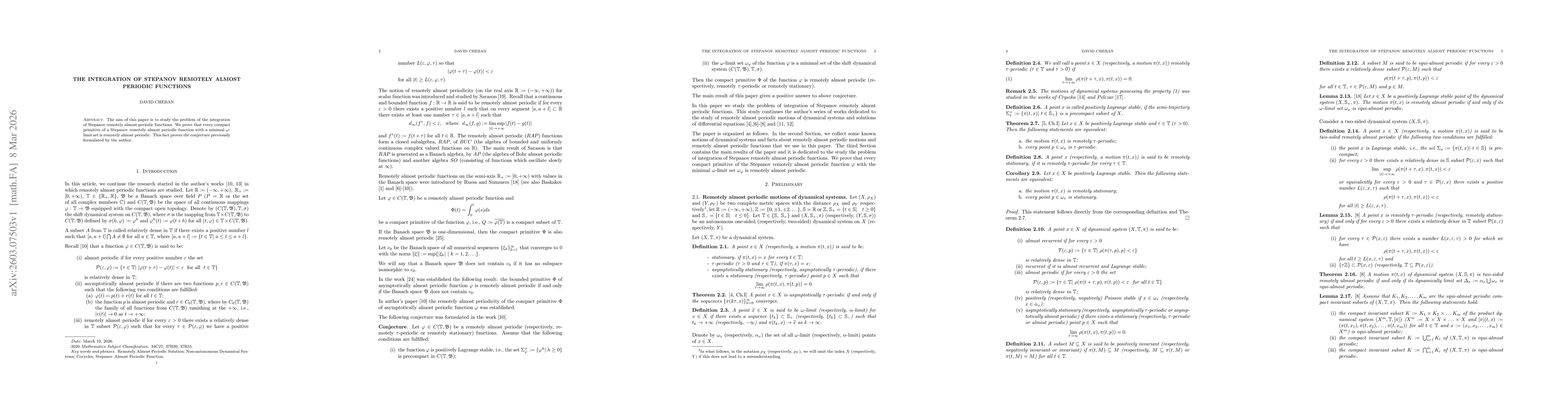 Thumbnail for The Integration of Stepanov Remotely Almost Periodic Functions