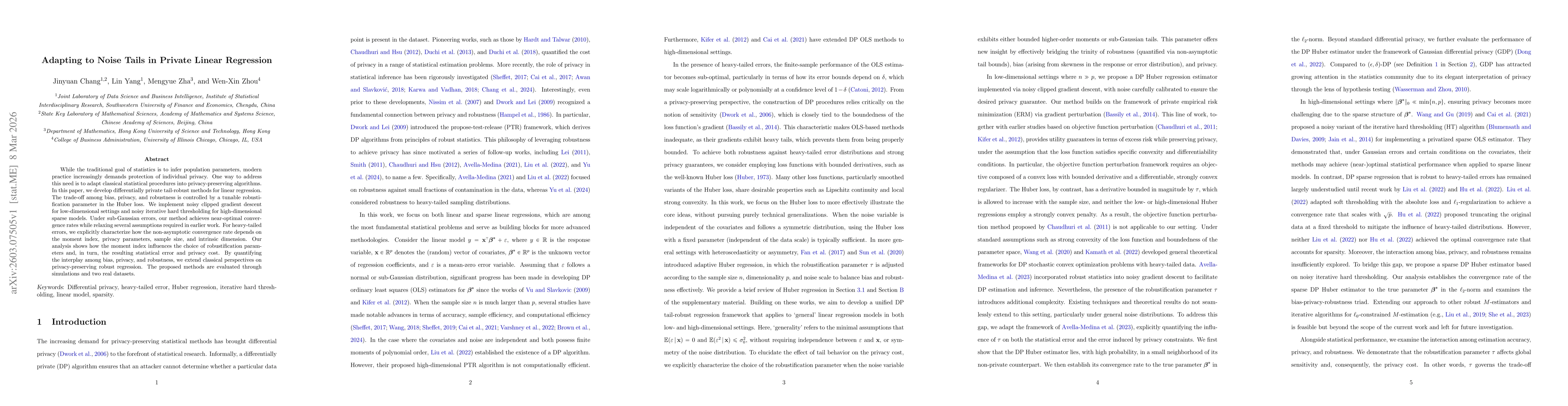 Thumbnail for Adapting to noise tails in private linear regression