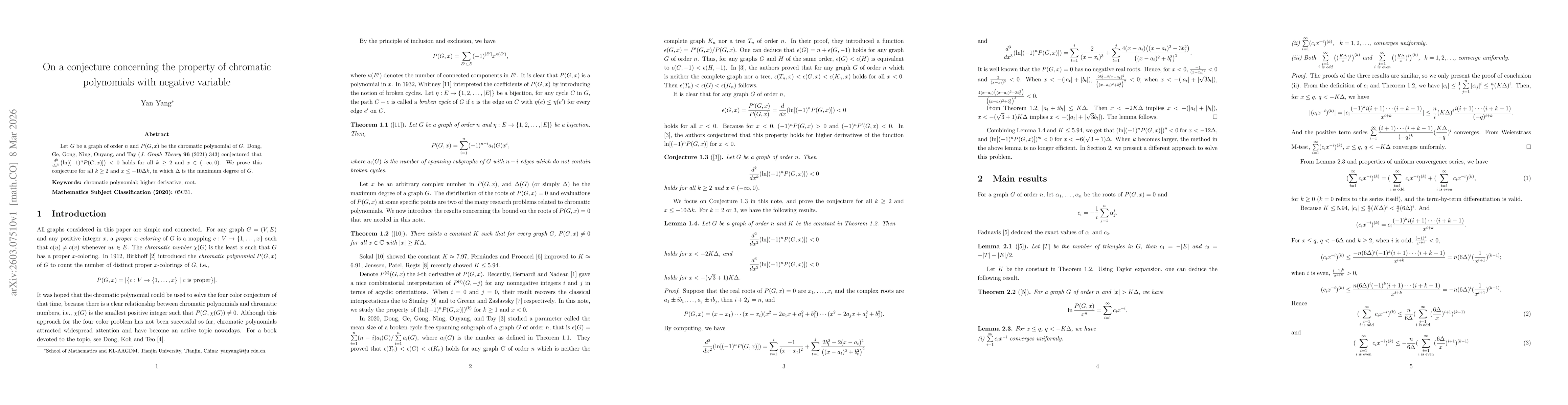 Thumbnail for On a conjecture concerning the property of chromatic polynomials with negative variable