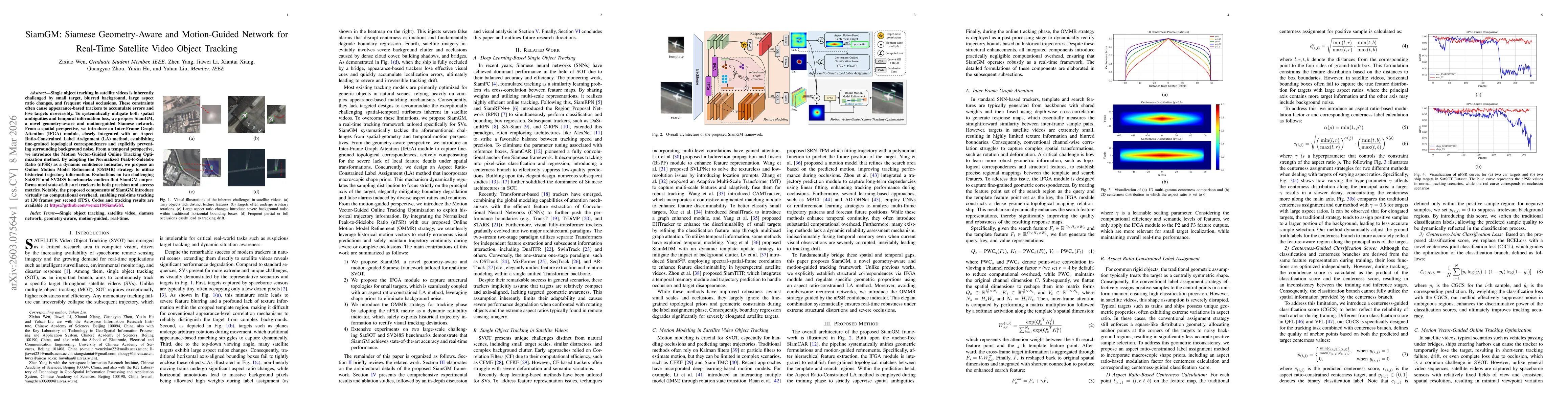 Thumbnail for SiamGM: Siamese Geometry-Aware and Motion-Guided Network for Real-Time Satellite Video Object Tracking