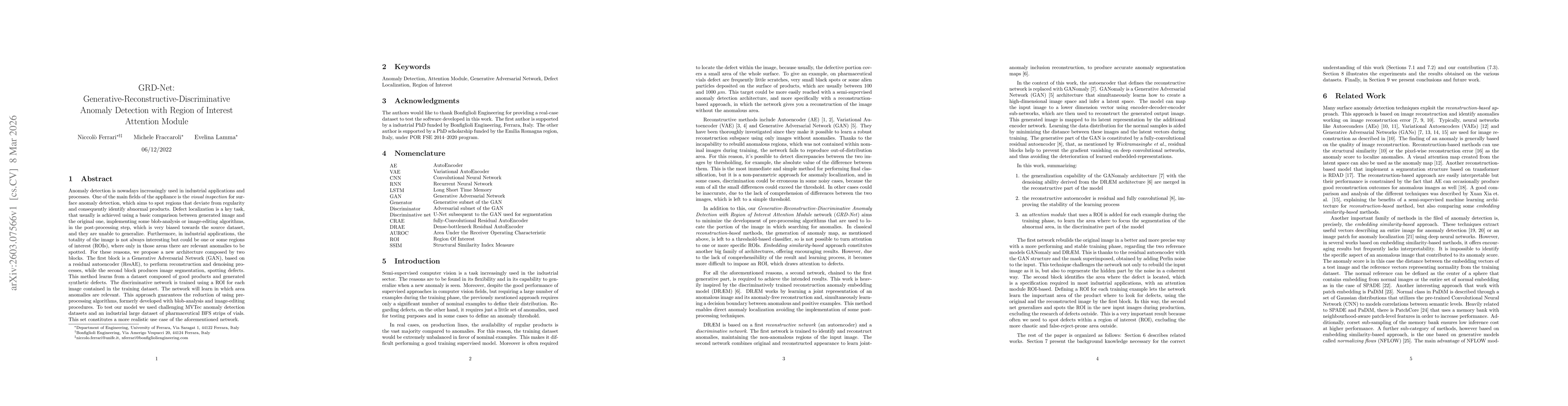 Thumbnail for GRD-Net: Generative-Reconstructive-Discriminative Anomaly Detection with Region of Interest Attention Module