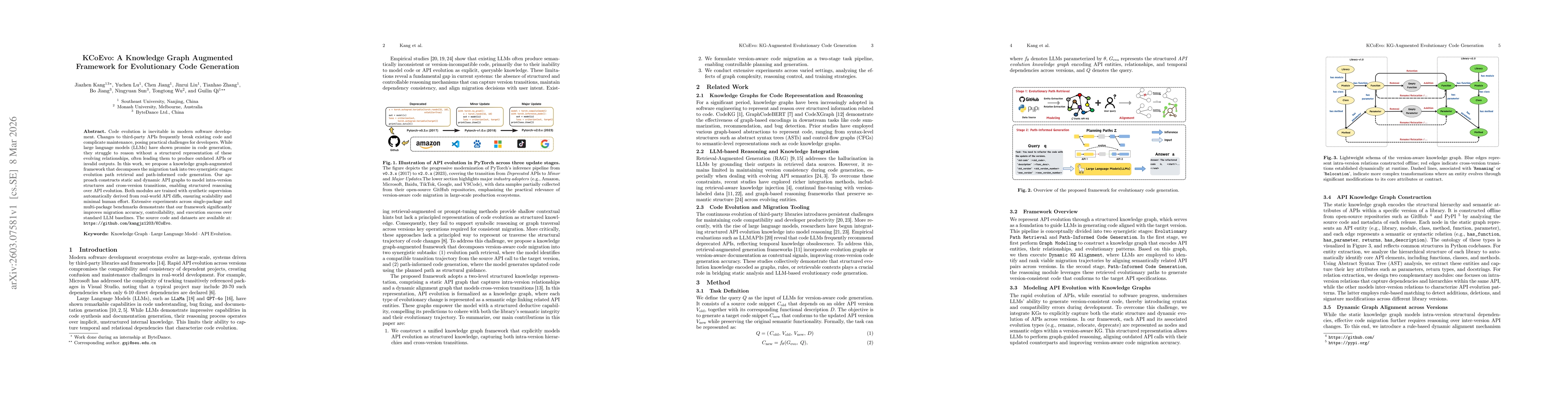 Thumbnail for KCoEvo: A Knowledge Graph Augmented Framework for Evolutionary Code Generation