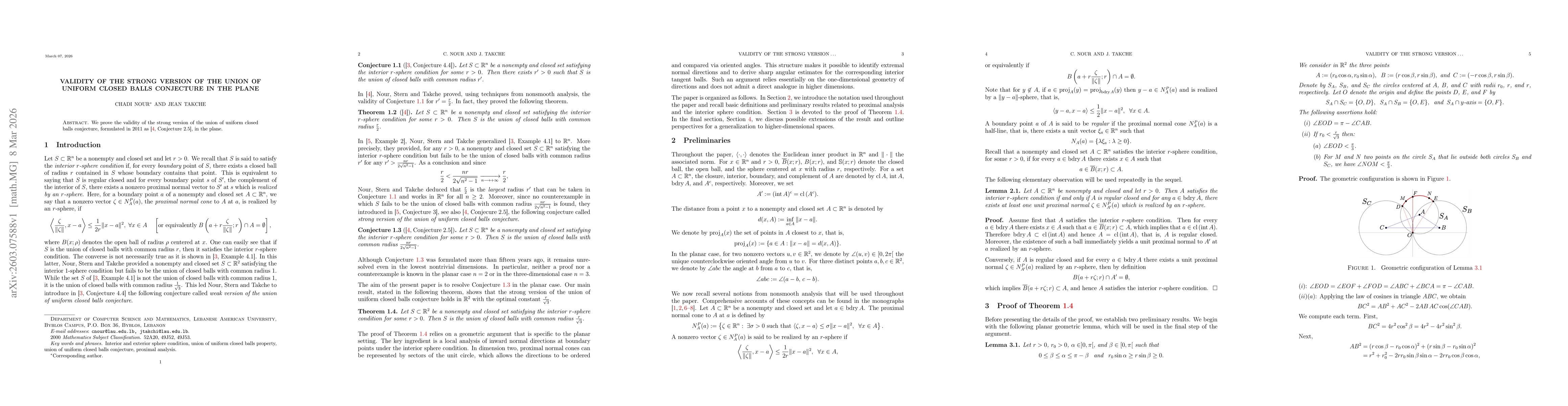 Thumbnail for Validity of the Strong Version of the Union of Uniform Closed Balls Conjecture in the Plane