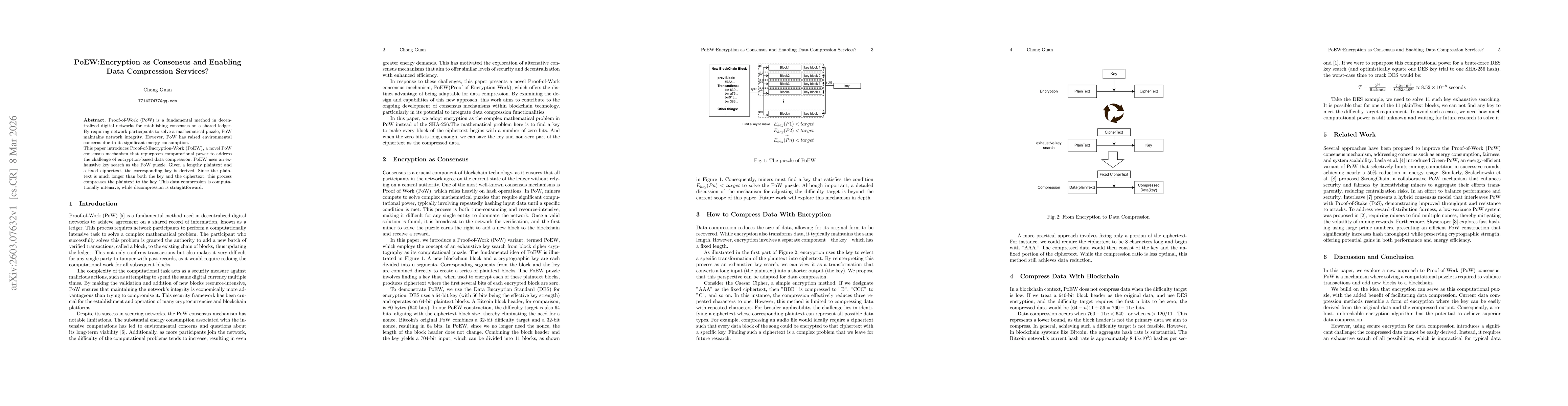 Thumbnail for PoEW:Encryption as Consensus and Enabling Data Compression Services?