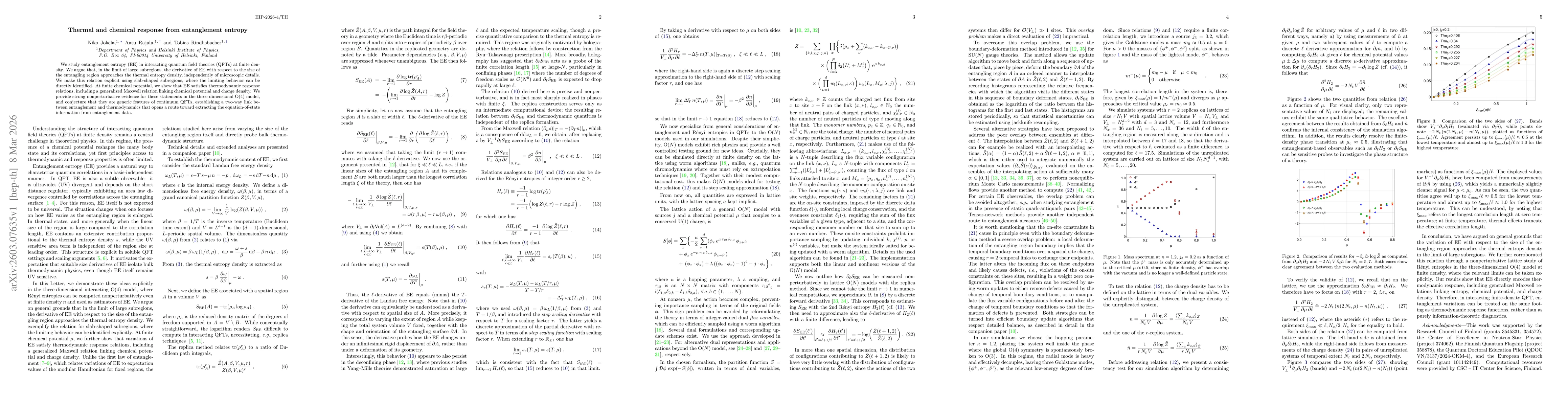 Thumbnail for Thermal and chemical response from entanglement entropy