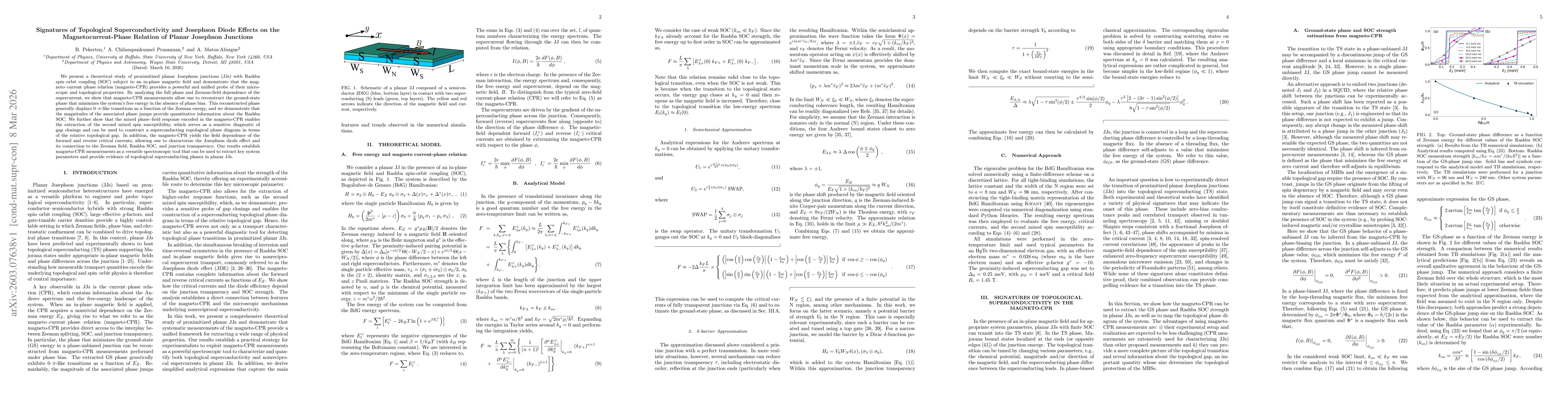 Thumbnail for Signatures of Topological Superconductivity and Josephson Diode Effects on the Magnetocurrent-Phase Relation of Planar Josephson Junctions