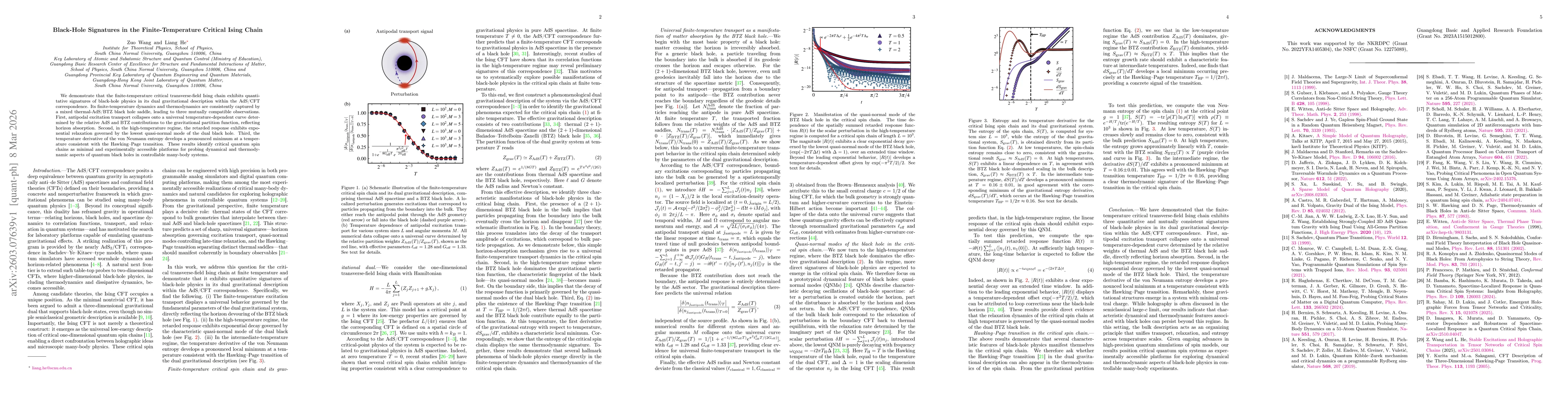 Thumbnail for Black-Hole Signatures in the Finite-Temperature Critical Ising Chain