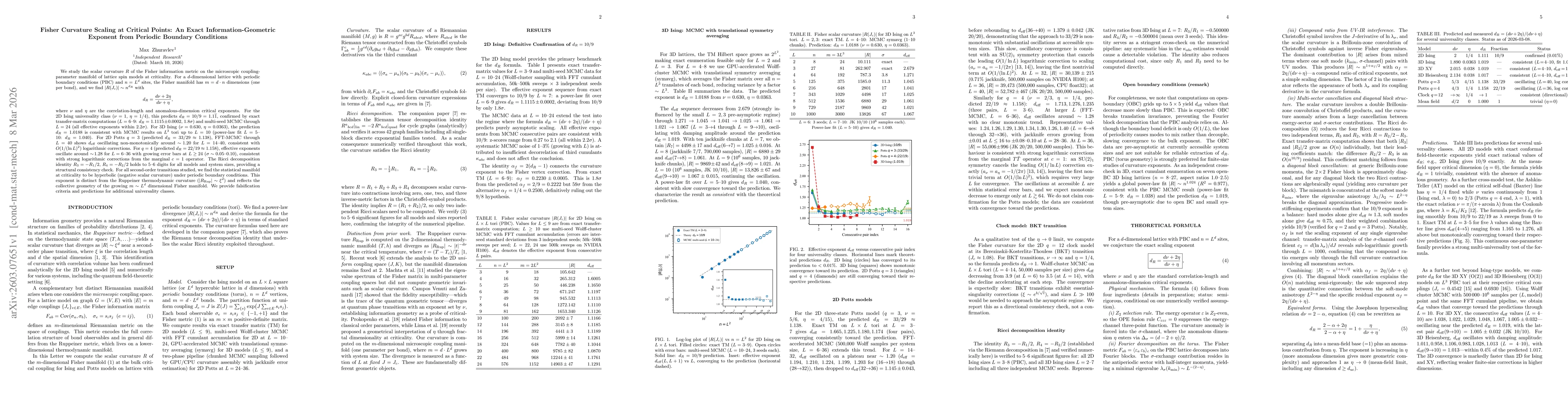 Thumbnail for Fisher Curvature Scaling at Critical Points: An Exact Information-Geometric Exponent from Periodic Boundary Conditions