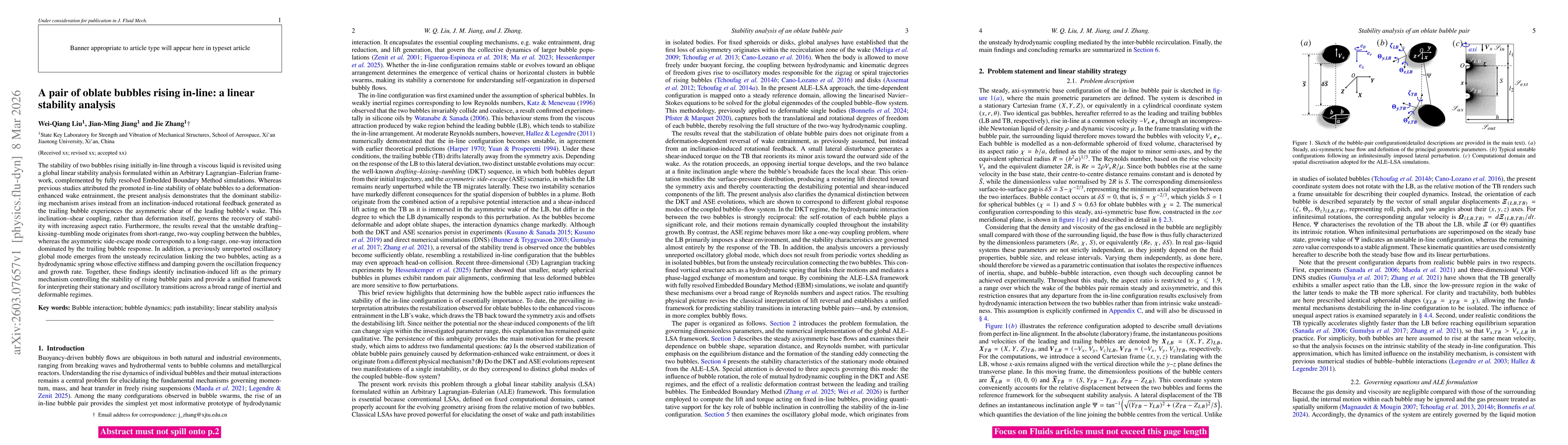 Thumbnail for A pair of oblate bubbles rising in-line: a linear stability analysis