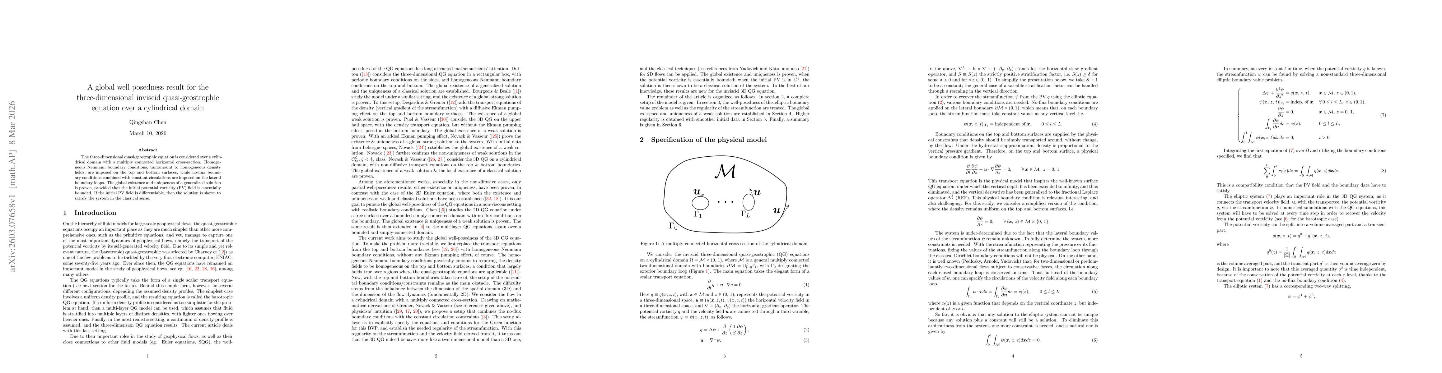 Thumbnail for A global well-posedness result for the three-dimensional inviscid quasi-geostrophic equation over a cylindrical domain