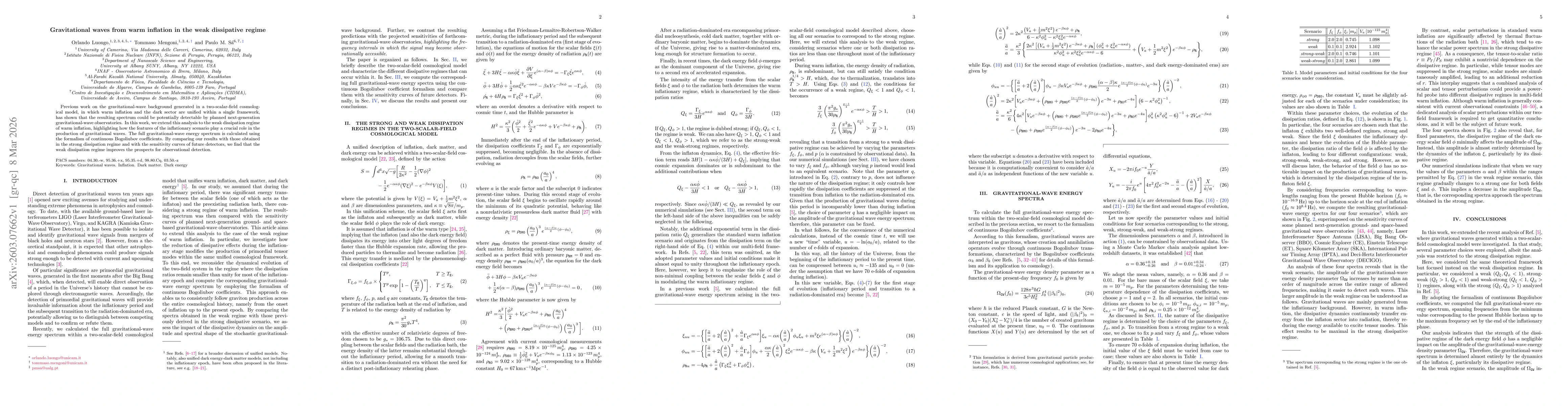 Thumbnail for Gravitational waves from warm inflation in the weak dissipative regime
