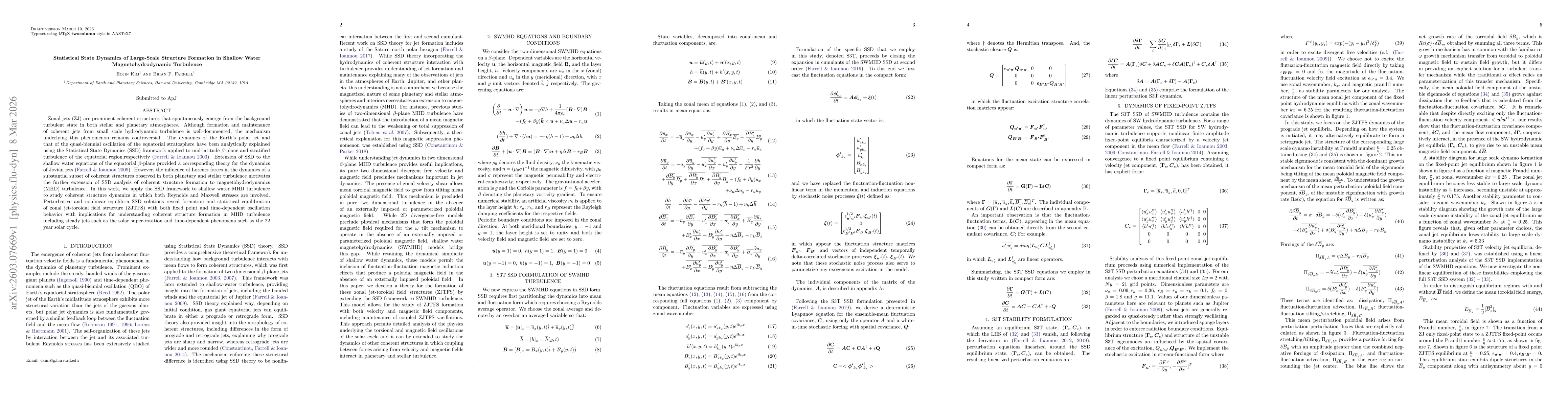Thumbnail for Statistical State Dynamics of Large-Scale Structure Formation in Shallow Water Magnetohydrodynamic Turbulence