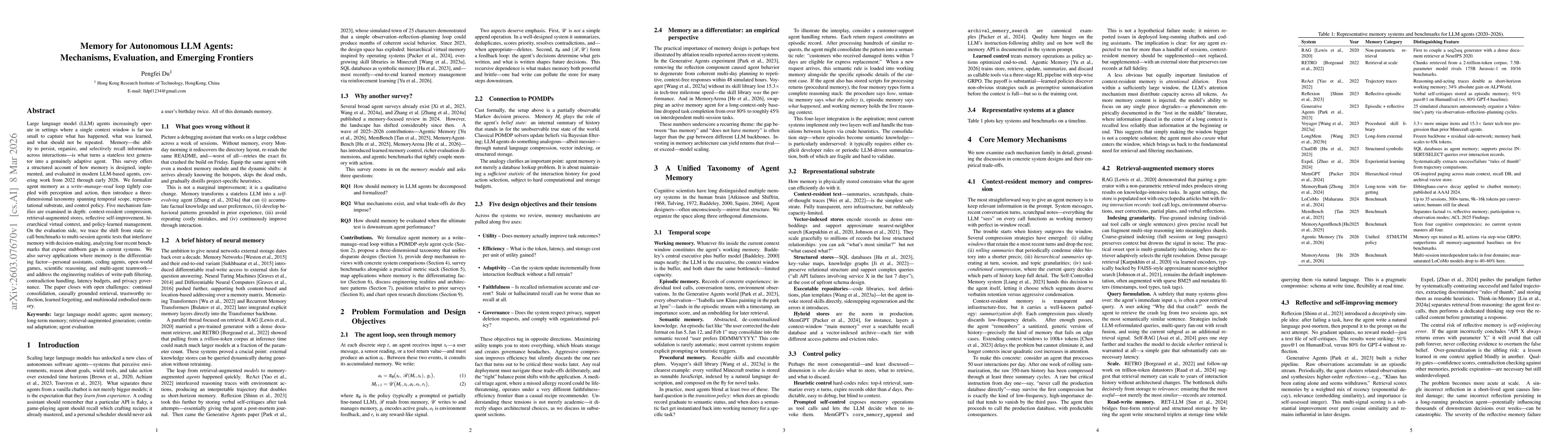 Thumbnail for Memory for Autonomous LLM Agents:Mechanisms, Evaluation, and Emerging Frontiers