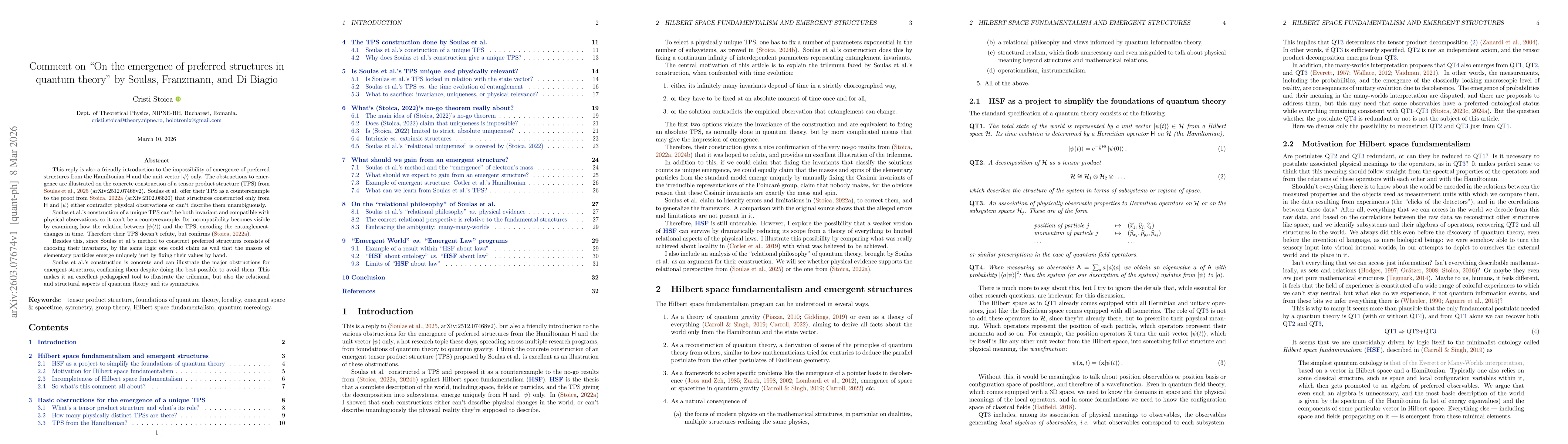 Thumbnail for Comment on "On the emergence of preferred structures in quantum theory" by Soulas, Franzmann, and Di Biagio