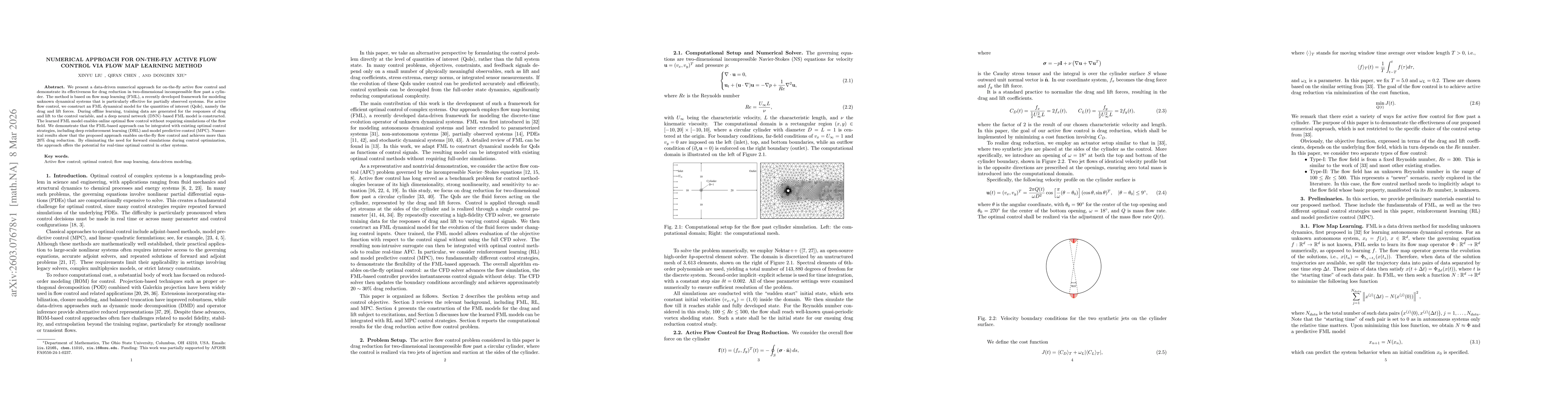 Thumbnail for Numerical Approach for On-the-Fly Active Flow Control via Flow Map Learning Method