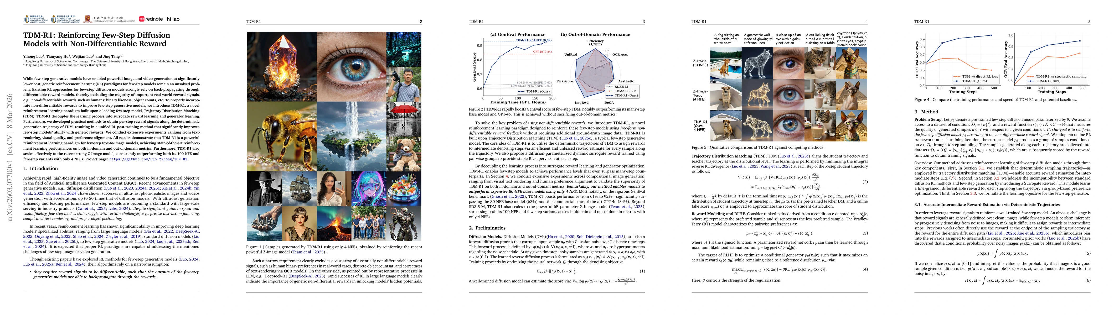Thumbnail for TDM-R1: Reinforcing Few-Step Diffusion Models with Non-Differentiable Reward