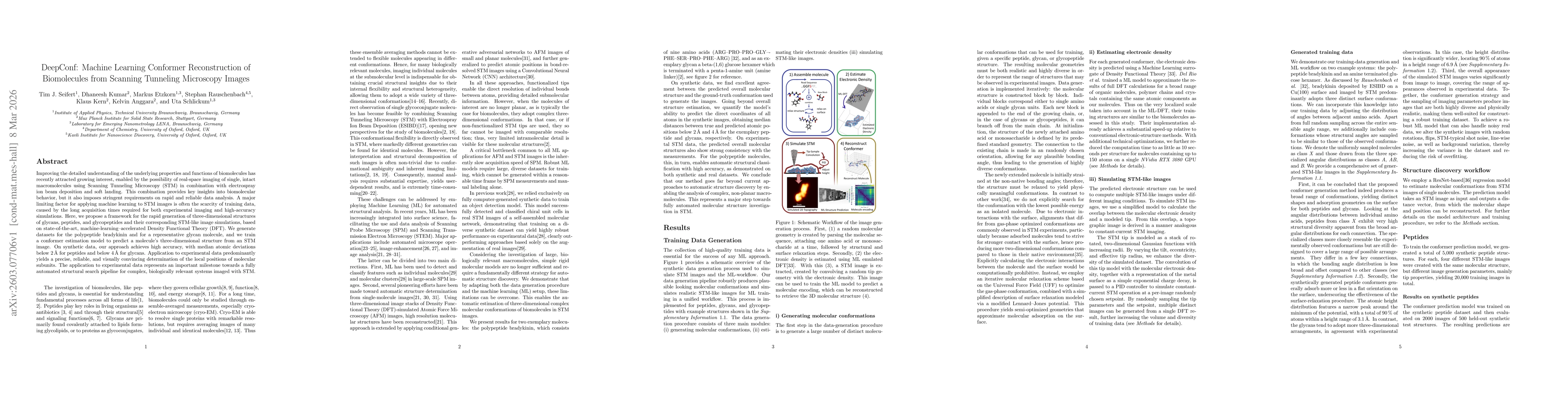 Thumbnail for DeepConf: Machine Learning Conformer Reconstruction of Biomolecules from Scanning Tunneling Microscopy Images
