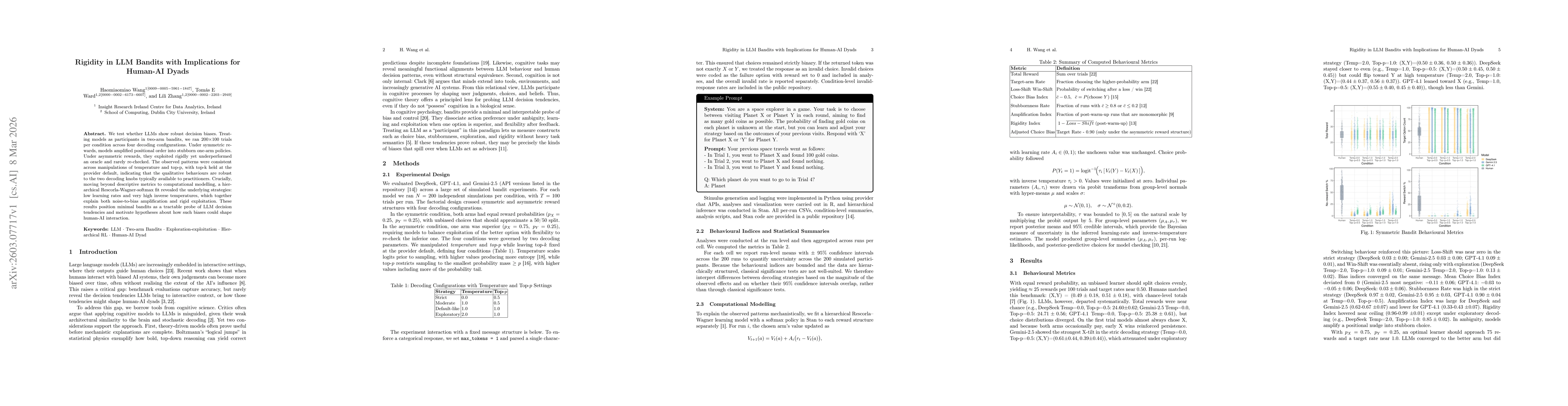 Thumbnail for Rigidity in LLM Bandits with Implications for Human-AI Dyads