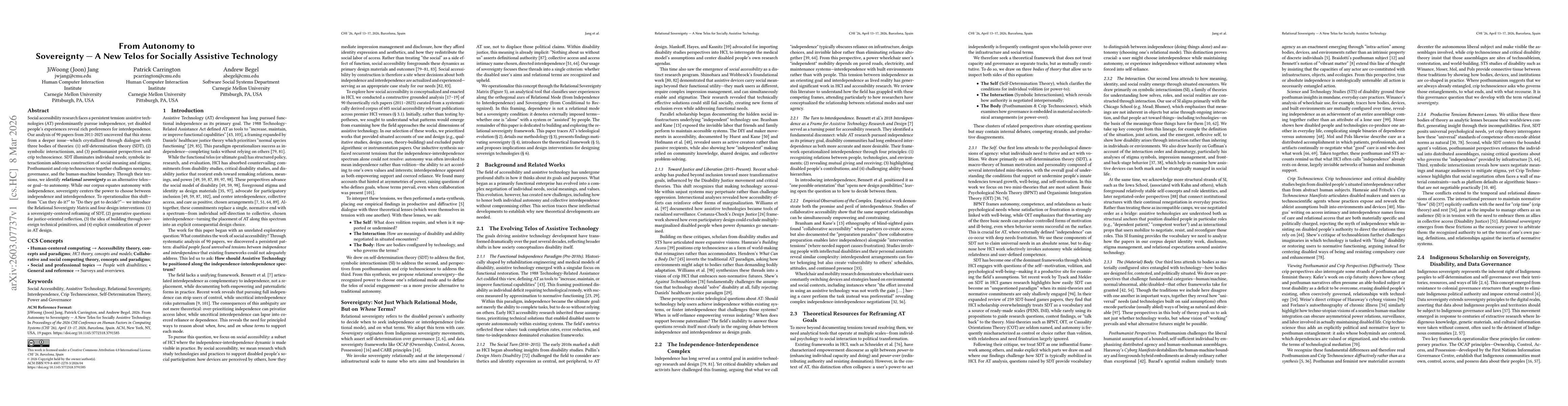 Thumbnail for From Autonomy to Sovereignty - A New Telos for Socially Assistive Technology