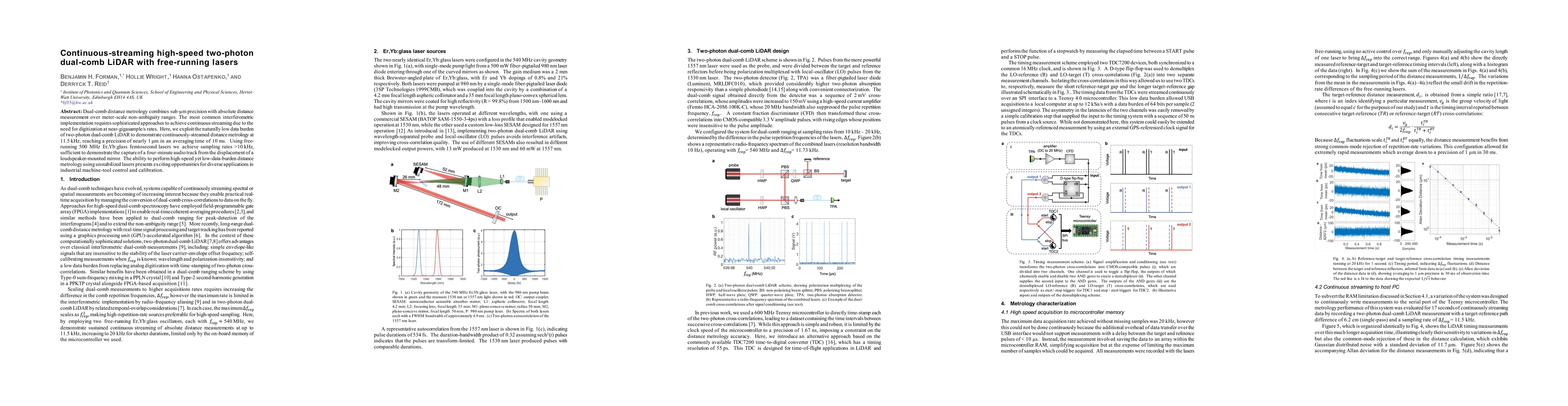 Thumbnail for Continuous-streaming high-speed two-photon dual-comb LiDAR with free-running lasers