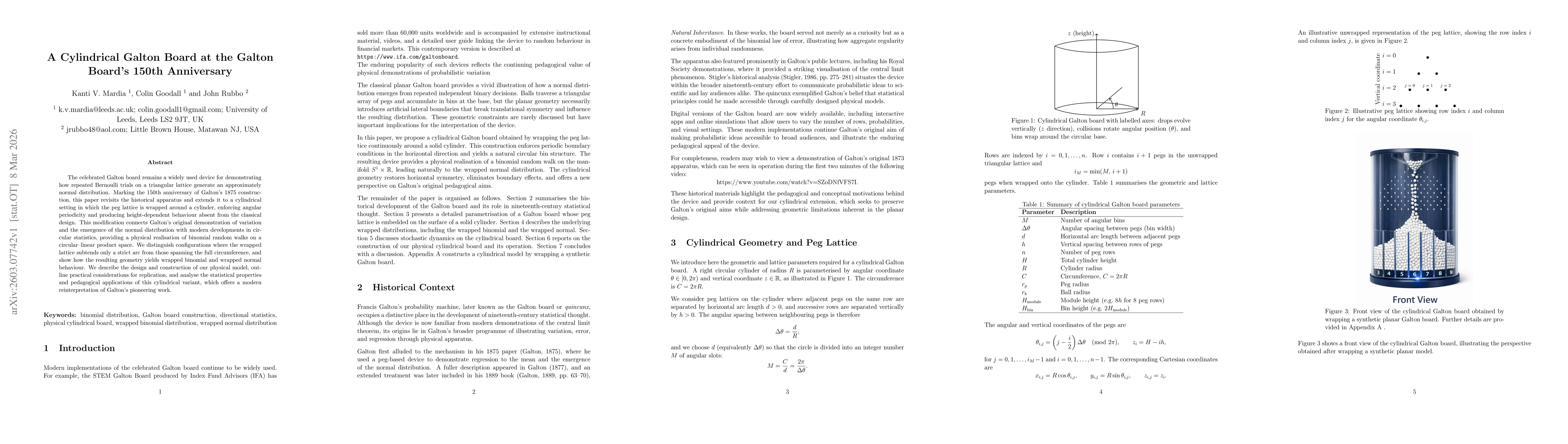 Thumbnail for A Cylindrical Galton Board at the Galton Board's 150th Anniversary