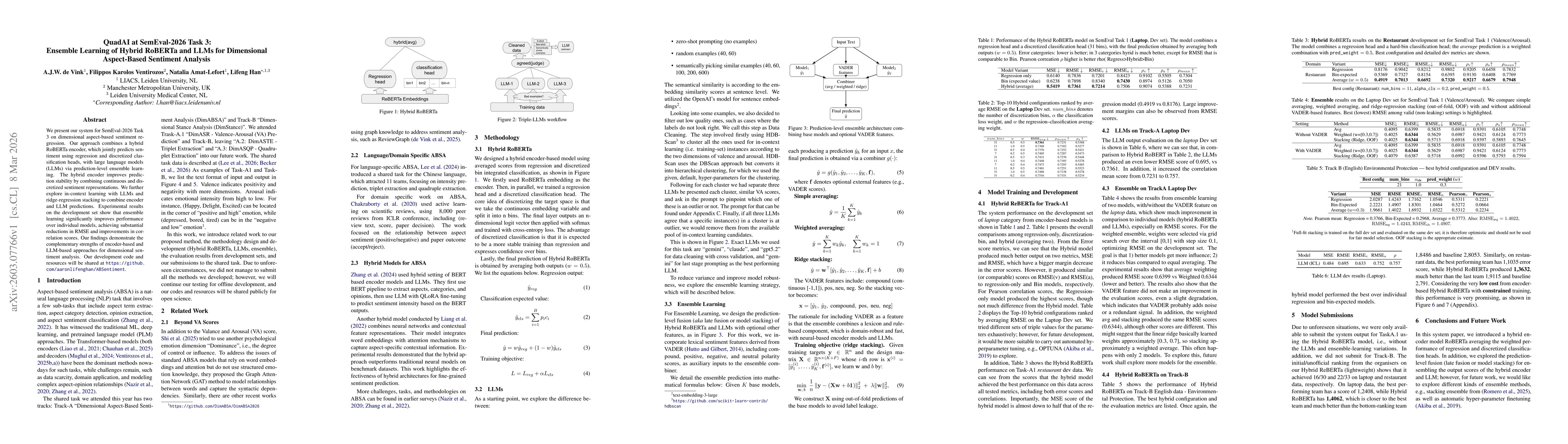 Thumbnail for QuadAI at SemEval-2026 Task 3: Ensemble Learning of Hybrid RoBERTa and LLMs for Dimensional Aspect-Based Sentiment Analysis