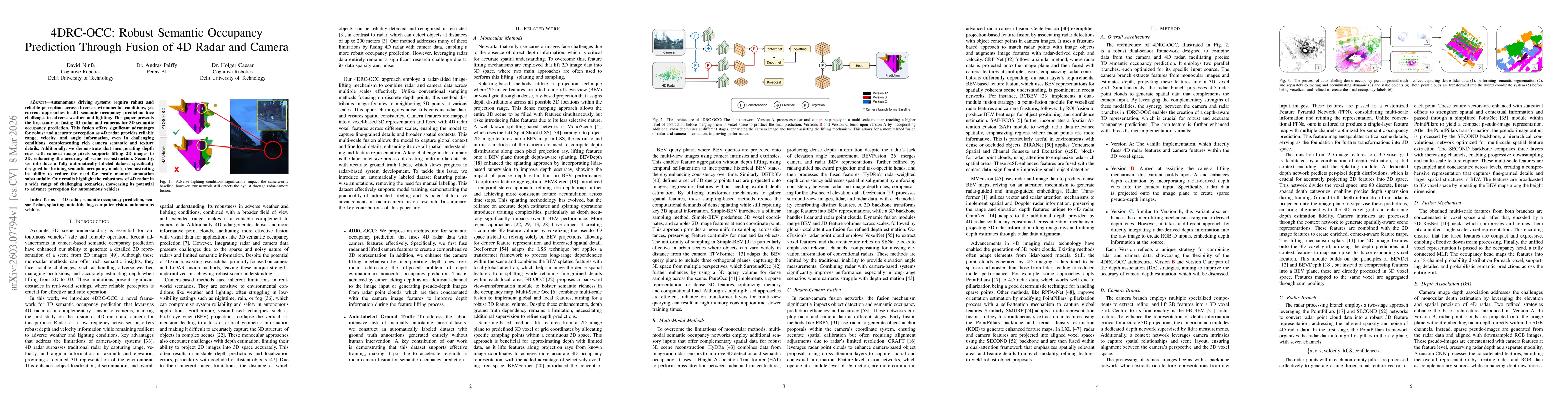 Thumbnail for 4DRC-OCC: Robust Semantic Occupancy Prediction Through Fusion of 4D Radar and Camera