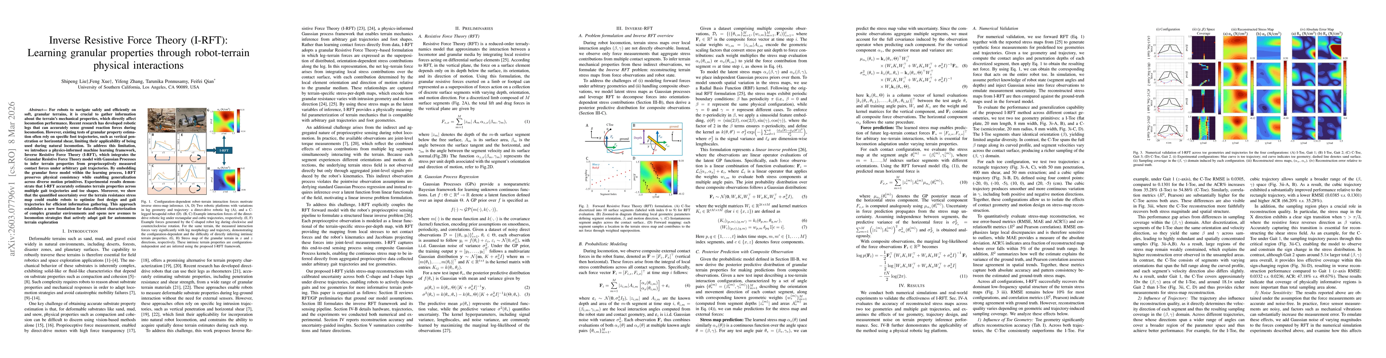 Thumbnail for Inverse Resistive Force Theory (I-RFT): Learning granular properties through robot-terrain physical interactions