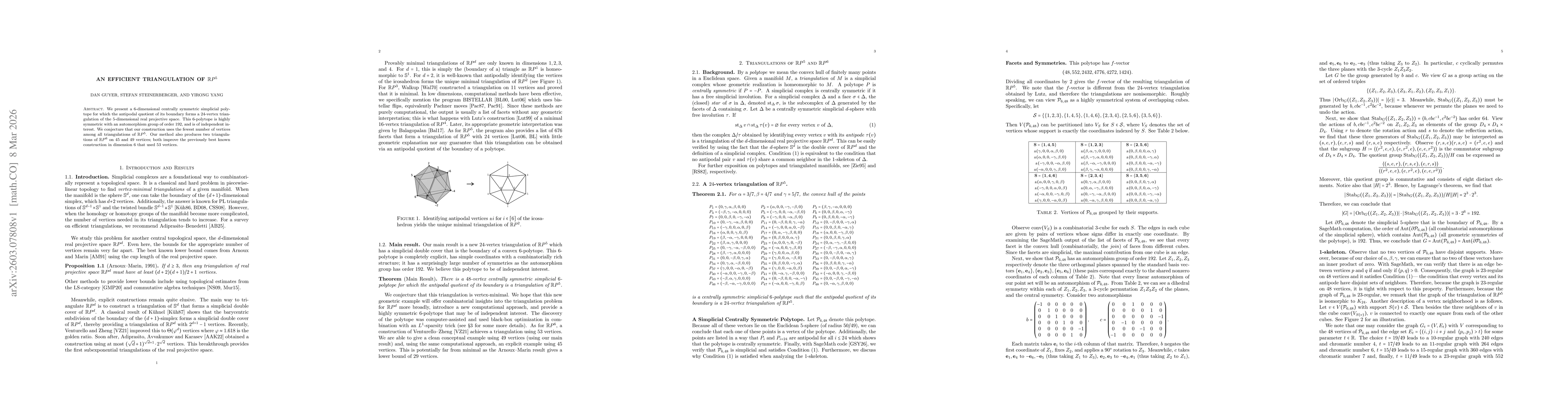 Thumbnail for An Efficient Triangulation of $\mathbb{R}P^5$
