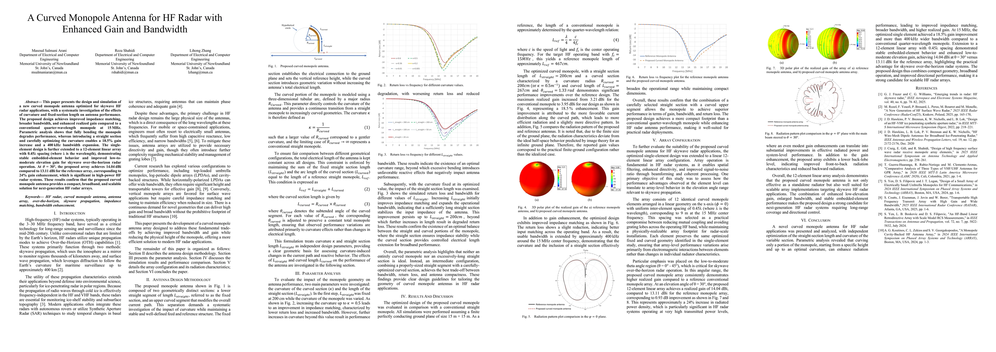 Thumbnail for A Curved Monopole Antenna for HF Radar with Enhanced Gain and Bandwidth
